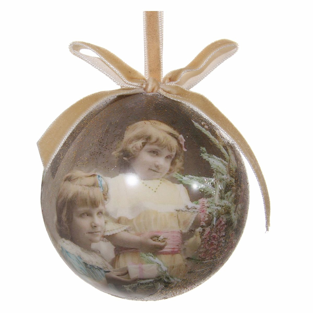 Ёлочная игрушка Шар с винтажным фото Shi-Shi | Фото 1