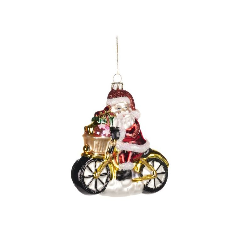 Ёлочная игрушка Санта Клаус на велосипеде Goodwill | Фото 1