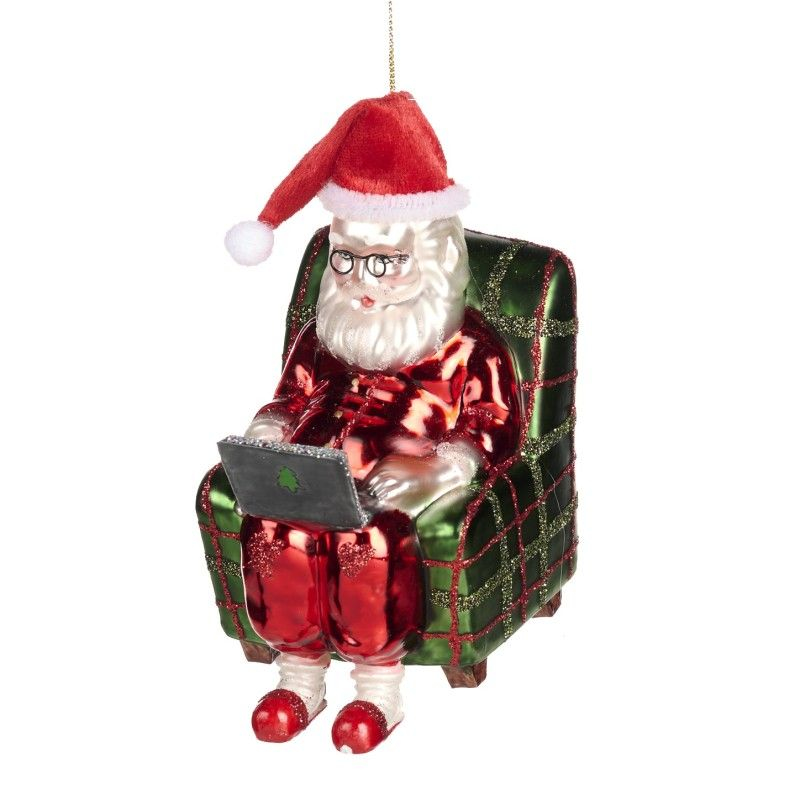 Ёлочная игрушка Санта Клаус с ноутбуком Goodwill | Фото 1
