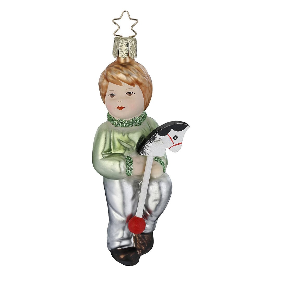 Ёлочная игрушка Мальчик с лошадкой, Inge Glas, 12 см | Фото 1