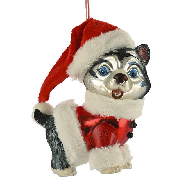 Ёлочная игрушка Хаски в костюме Санты Gift Company