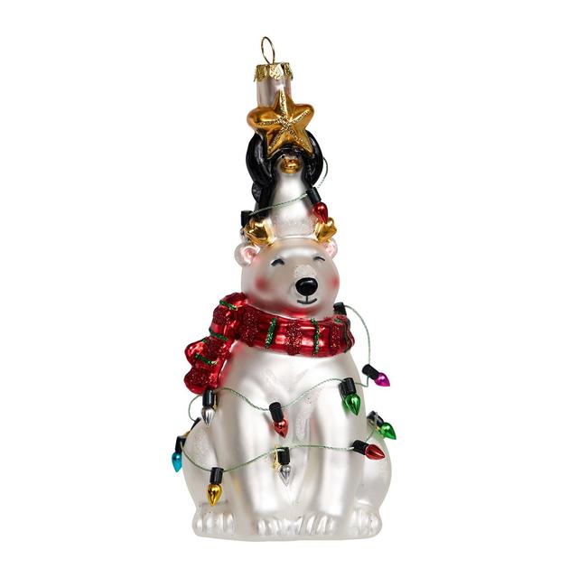 Ёлочная игрушка Белый мишка и пингвин на празднике  Holiday Classics