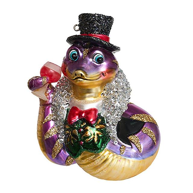 Ёлочная игрушка Змея джентльмен с бокалом Holiday Classics