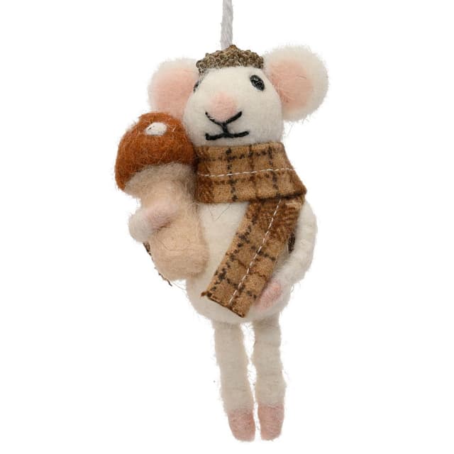 Ёлочная игрушка Мышонок в шарфике с грибочком Kaemingk  