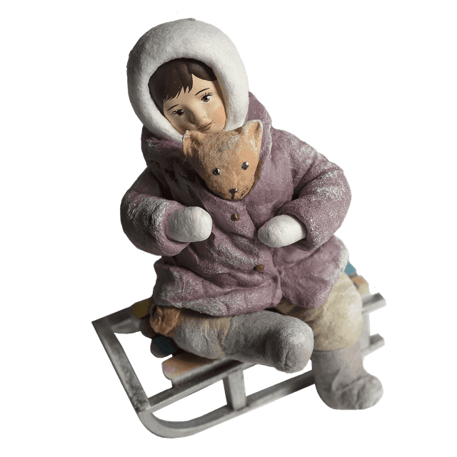 Ёлочная игрушка Девочка с котиком на санках Душистыя радости