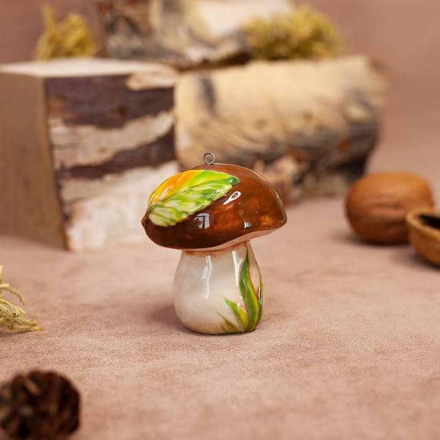 Ёлочная игрушка Гриб белый Ярославская керамика