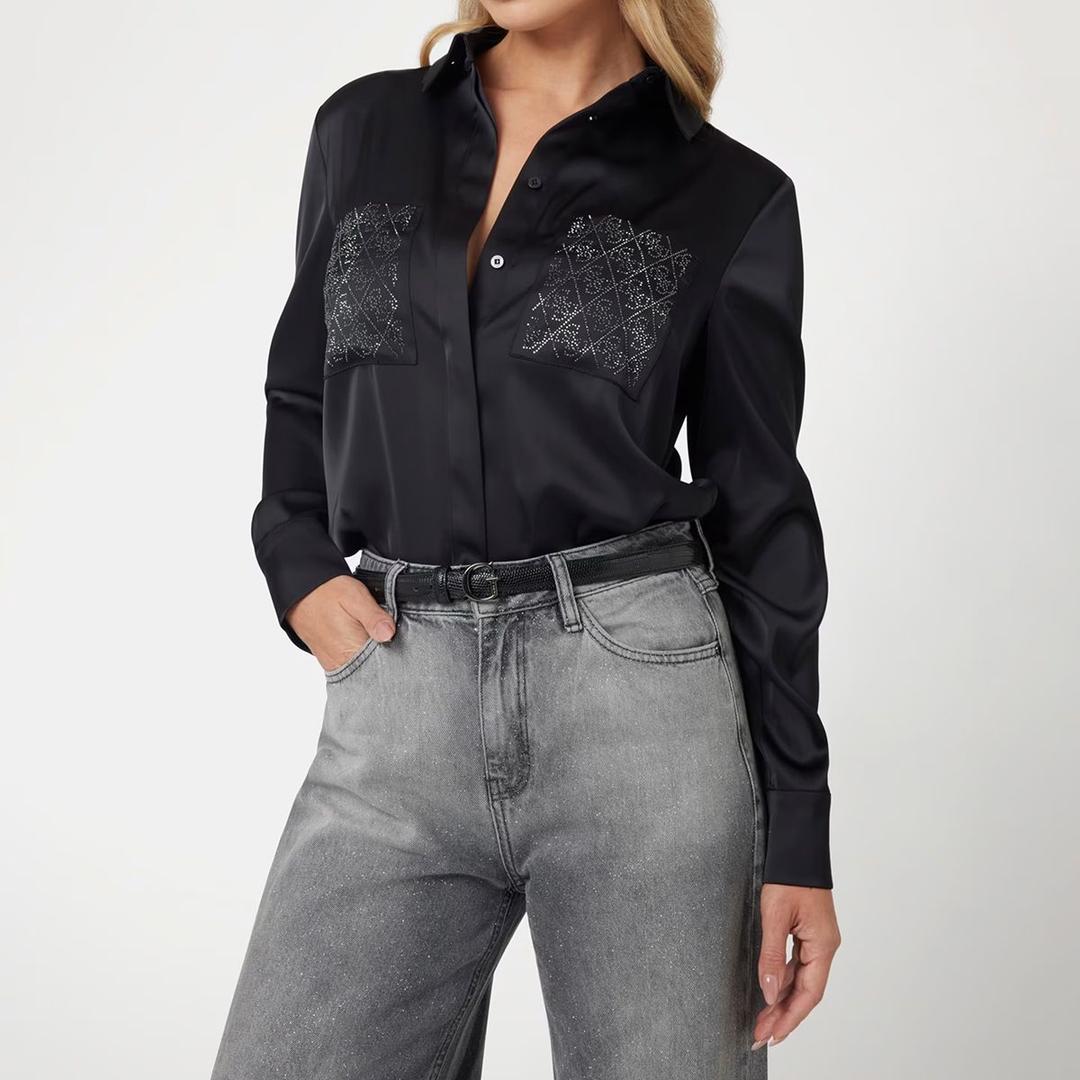 Женская атласная рубашка GUESS | Фото 2