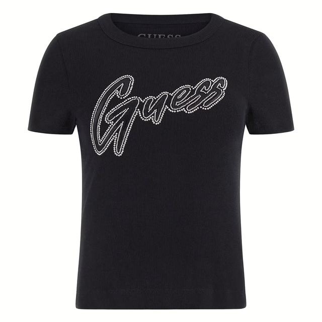 Женская футболка с логотипом на груди Guess 