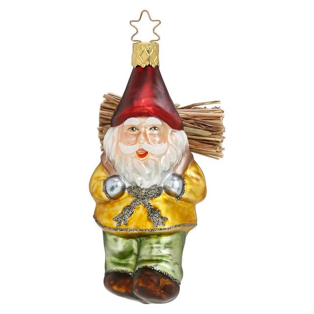 Ёлочная игрушка Гном с хворостом, Inge Glas, 10 см