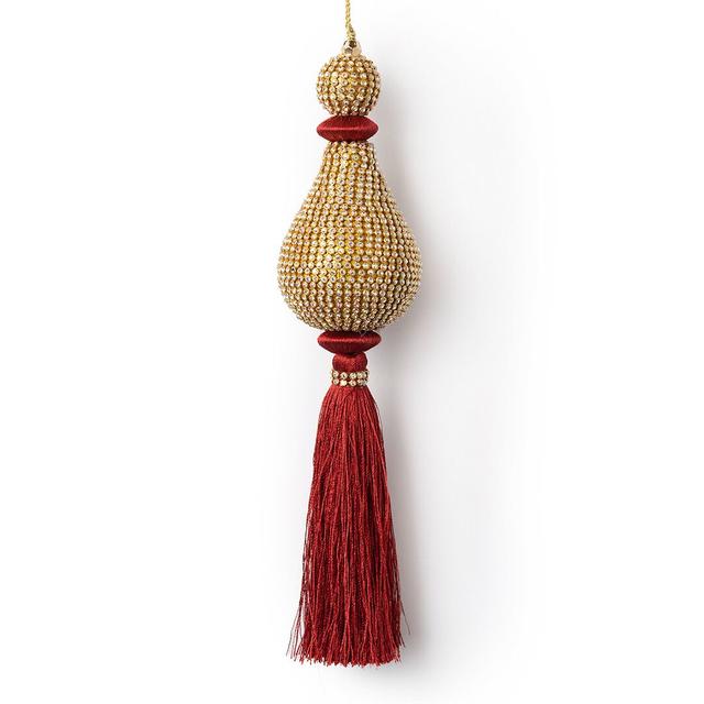 Ёлочная игрушка подвеска из страз с красной кисточкой, Karlsbach, 29 см