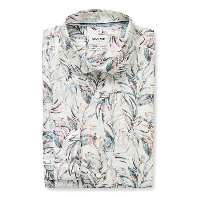 Мужская сорочка из хлопка и льна Olymp Level Five garment washed