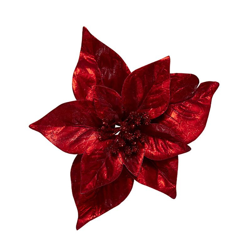 Ёлочная игрушка ПУАНСЕТТИЯ МУАРОВЫЙ УЗОР, Holiday Classics, 20 см | Фото 1